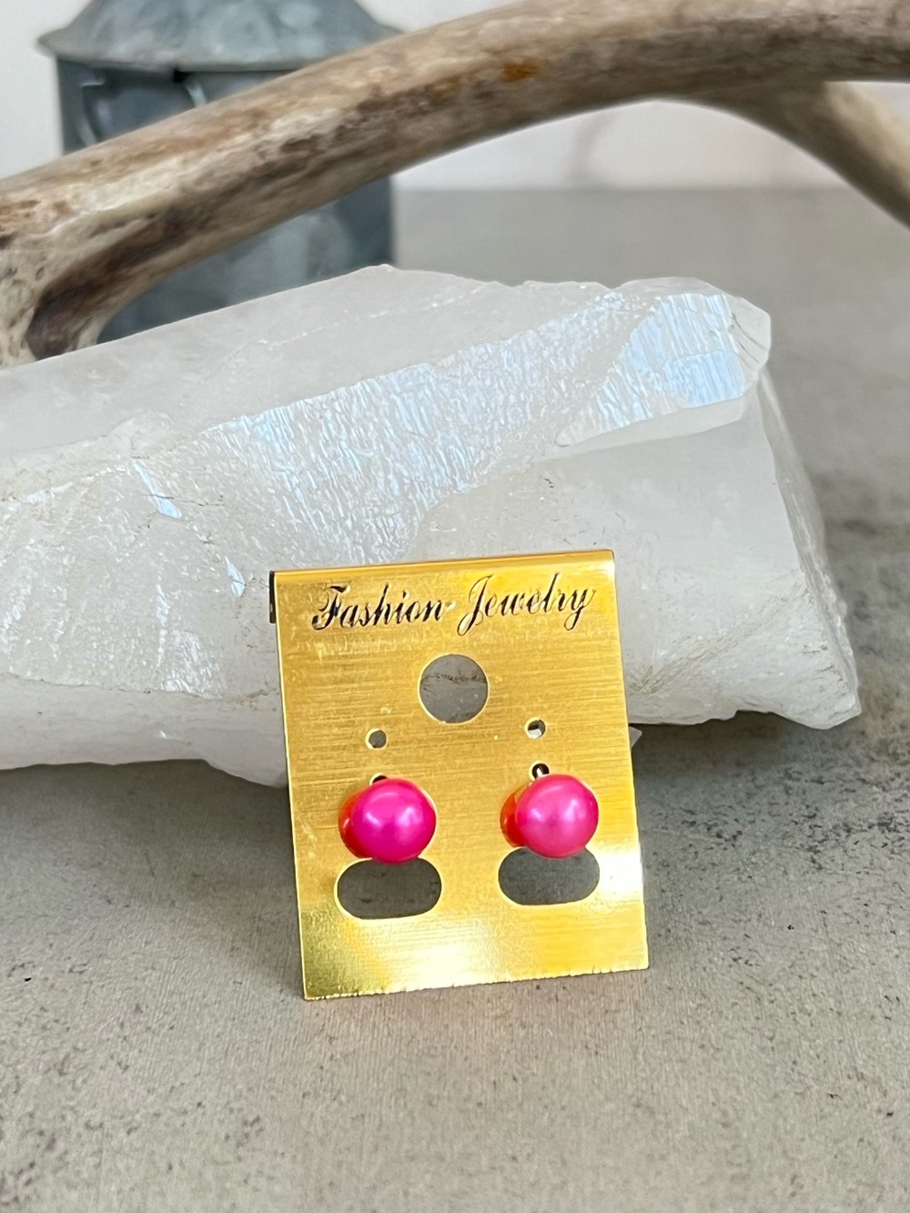 Neon Pink Genuine Pearl Earrings NWT